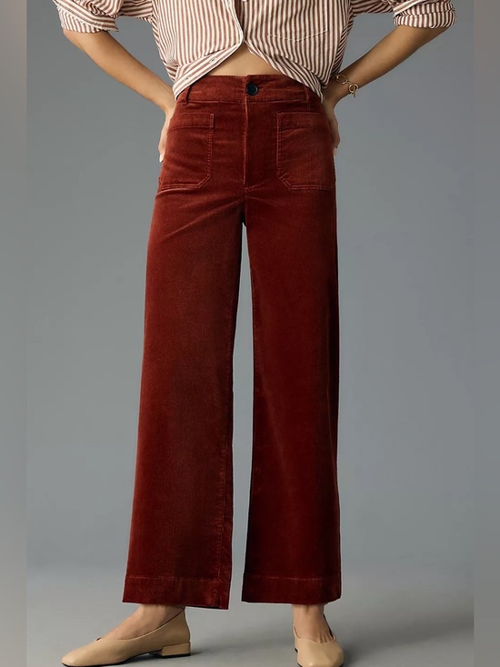 Anthropologie Pants - NWT Anthropologie Maeve The Colette Crop Wide-Leg Corduroy Pants Red Size 26